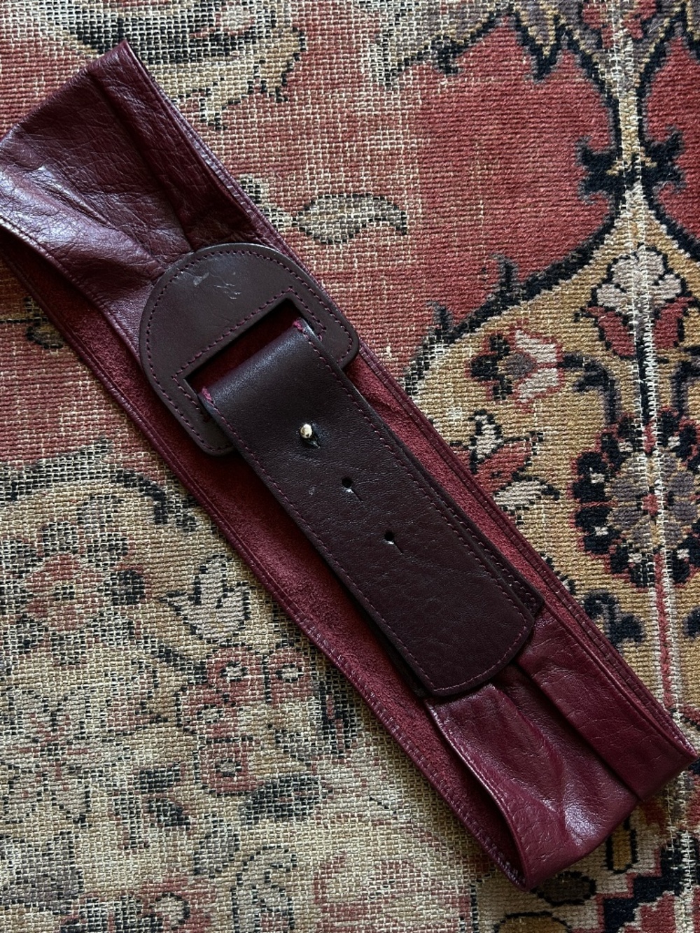 Vintage Burgundy Leather Belt